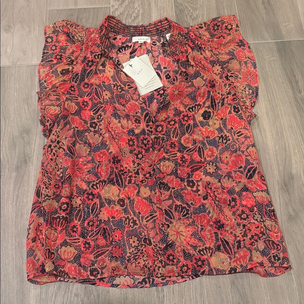 NWT A.L.C. Women’s Pink Flower Blouse Size 0